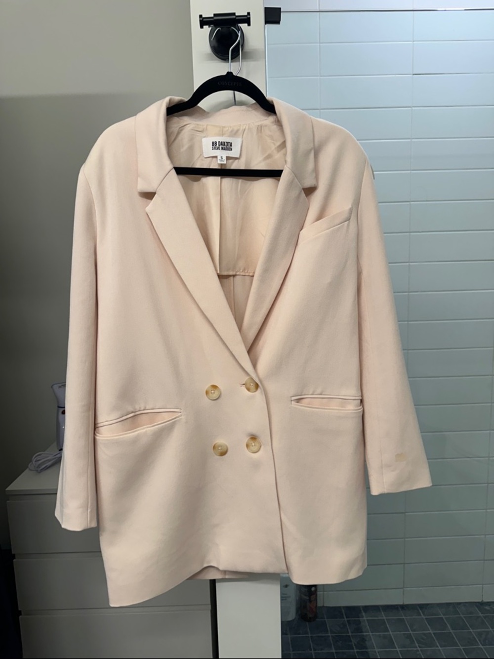 Nordstrom Pale Pink Double-Breasted Blazer